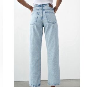 Zara Mid-Rise Blue Straight Leg Jeans